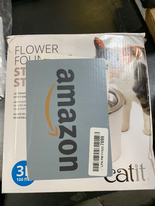 Photo 1 of Catit Stainless Steel Flower Fountain with Triple Action Filter, Cat Drinking Water Fountain, 3 L