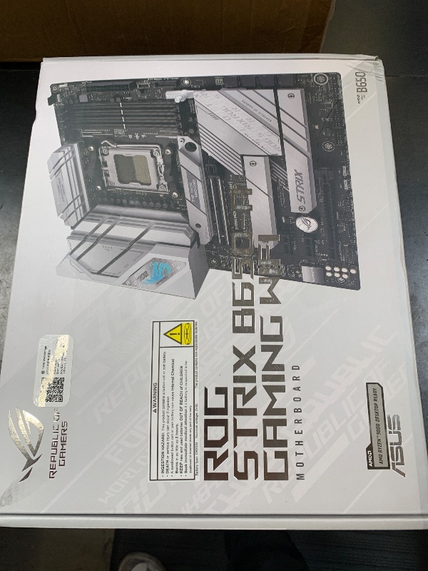 Photo 1 of ASUS ROG Strix B650-A Gaming WiFi AMD B650 AM5 Ryzen™ Desktop 9000 8000 & 7000 ATX motherboard, 12 + 2 power stages, DDR5, 3x M.2 slot, PCIe® 4.0, 2.5G LAN, WiFi 6E, USB 3.2 Gen 2x2 Type-C®, Aura Sync