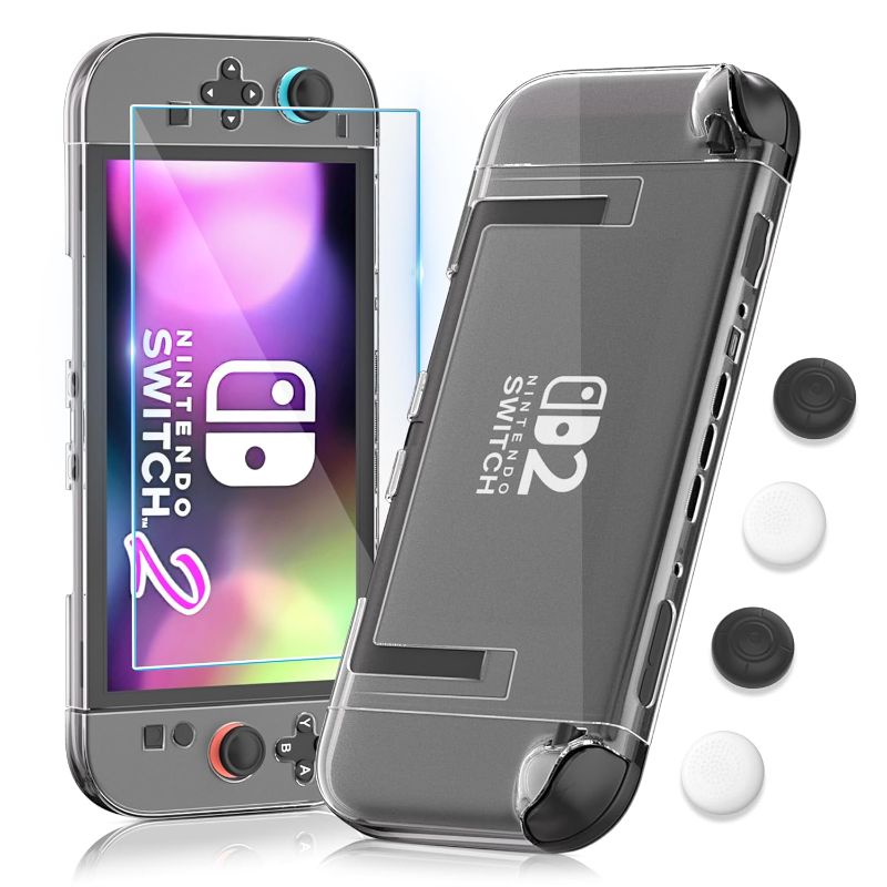 Photo 1 of JSAUX Protective Case Compatible with Nintendo Switch 2 (2025), Hard Carrying Shell, Slim & Portable, Dustproof, Built-in Game Card Slot, Travel-Carry, Full Protection Cover – Translucent Black PC0116