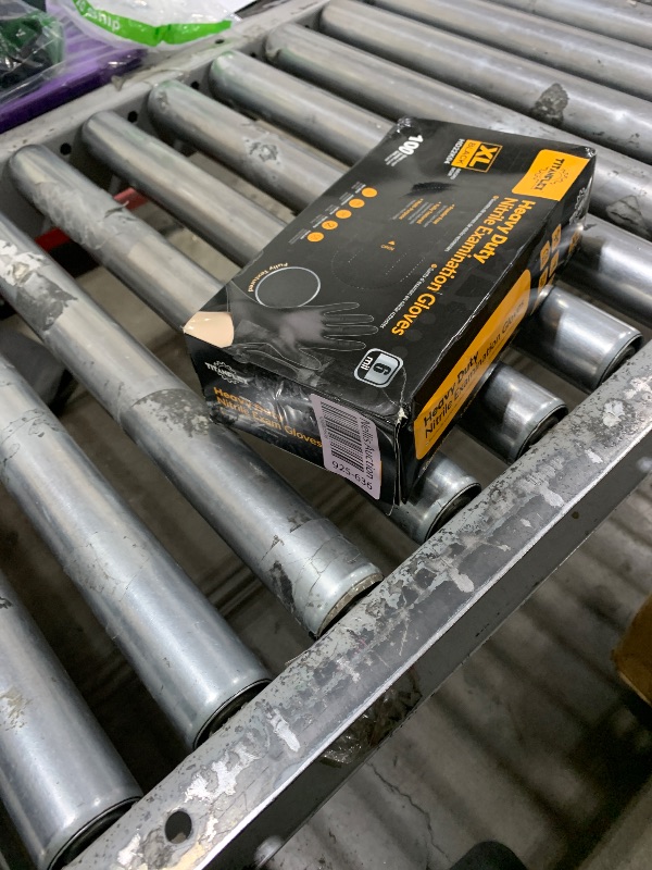 Photo 1 of TitanFlex Heavy-Duty Black Disposable Nitrile Gloves, Box of 100, 6-mil, Fully Textured, Powder-Free, Latex-Free, Non-Sterile