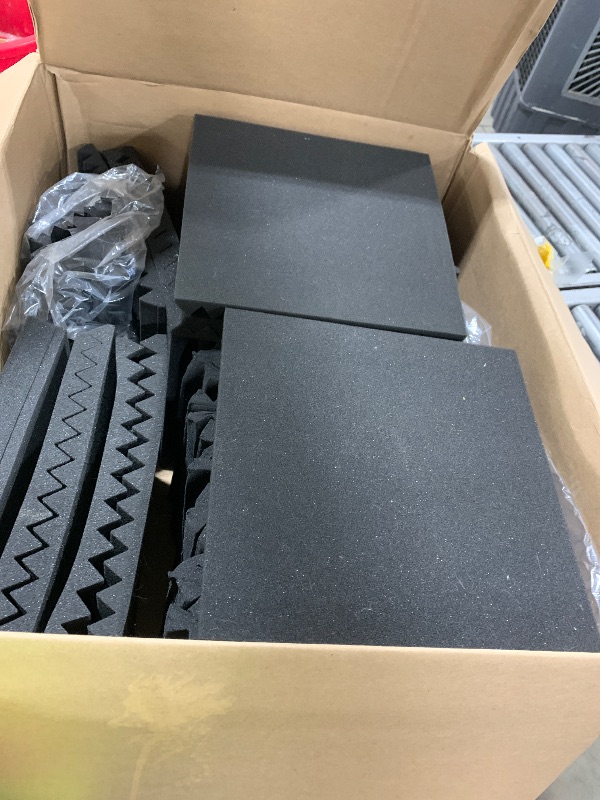 Photo 1 of Focusound 52 Pack Acoustic Foam Panels 1" x 12" x 12" Sound Proof Foam Panles Soundproofing Noise Cancelling Wedge Panels for Home Office Recoding Studio with 300PCS Double-Side Adhesive