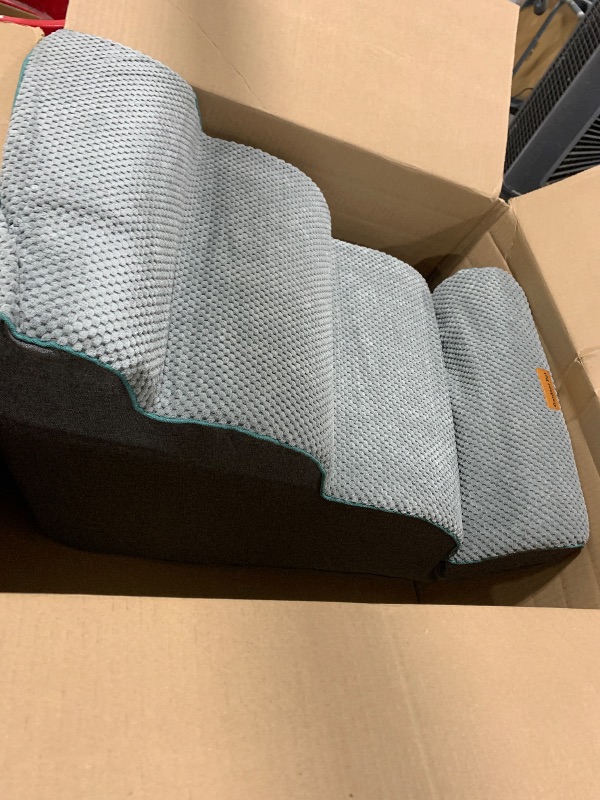 Photo 1 of Gardner Pet Dog Stairs for Small Dogs 19.7" H, Curved 4-Step Pet Stairs, Dog Steps for High Bed (18-24 in), Couch with Durable Non-Slip Waterproof Fabric Cover and CertiPUR-US Certified Foam