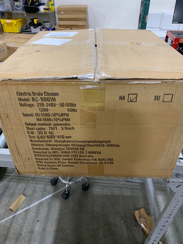 Photo 1 of VEVOR Drain Cleaner Machine 75FT x 3/8 Inch, Auto Feed Sewer Snake Drain Auger on Wheels, Portable Drain Cleaning Machine with 8 Cutters & Air-activated Foot Switch for 2" to 4" Pipes