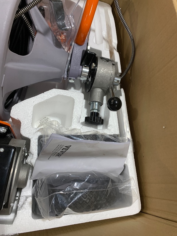 Photo 1 of VEVOR Drain Cleaner Machine 75FT x 3/8 Inch, Auto Feed Sewer Snake Drain Auger on Wheels, Portable Drain Cleaning Machine with 8 Cutters & Air-activated Foot Switch for 2" to 4" Pipes