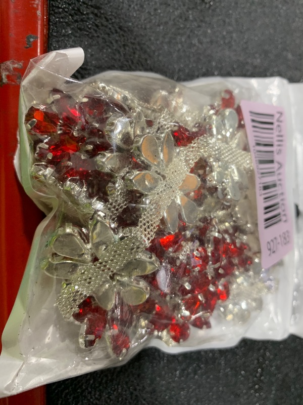 Photo 1 of 1 Yard Elegant Rhinestone Trim Crystal Rhinestone Chain 3.5cm Wide Crystal Diamond Chain Trim for Crafts,Sewing,DIY,Jewelry,Wedding,Decoration(red)
