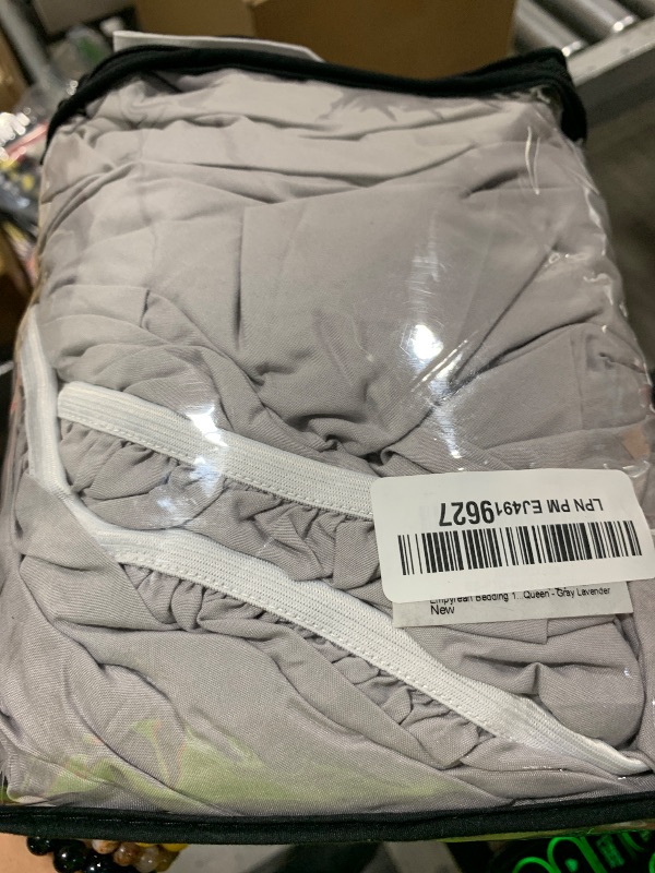 Photo 1 of Empyrean Grey Lavender Extra Deep Pocket Fitted Sheet Queen, Hotel Luxury Queen Fitted Sheet Only Easily Fits 18 to 24 Inch Mattress, Super Soft, Wrinkle-Free Bottom Sheets with Corner Straps