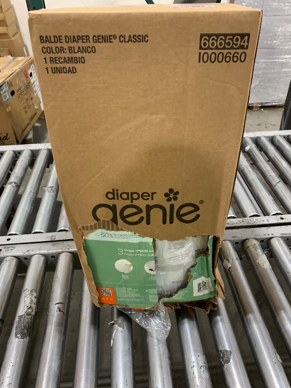 Photo 1 of Diaper Genie Classic Pail Includes 1 Starter Square Refill That can Hold up to 165 Newborn-Sized Diapers.