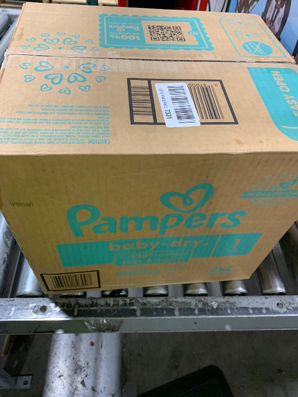 Photo 1 of Pampers Diapers - Baby Dry - Size 1, 252 Count, Absorbent Disposable Infant Diaper (Packaging May Vary)