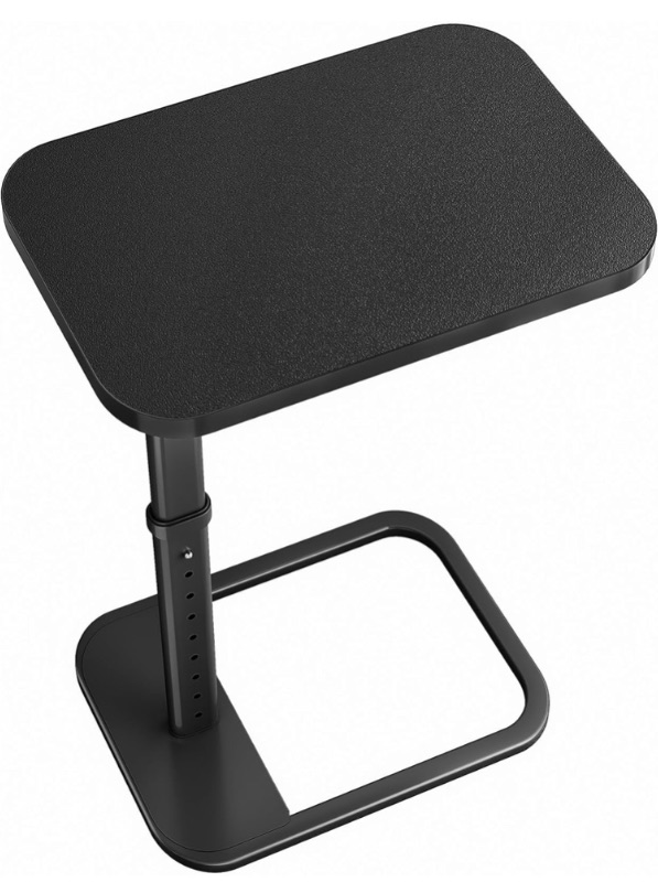 Photo 1 of Kitstorack TV Tray Table, Adjustable Height & Rounded Metal Corners, Snack Table for Couch, Sofa, Bed, Chair, Living Room, C Shaped End Side Table for Eating, Dinner or Laptop, Small Spaces, Black