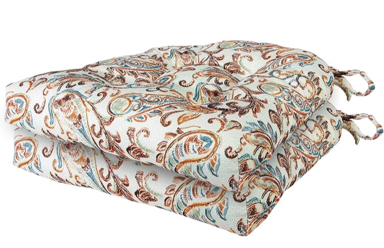 Photo 1 of Arlee Paisley, Memory Foam Chair Pads with Tiebacks, 15" L x 14" W, Spice (Red) 2 Count