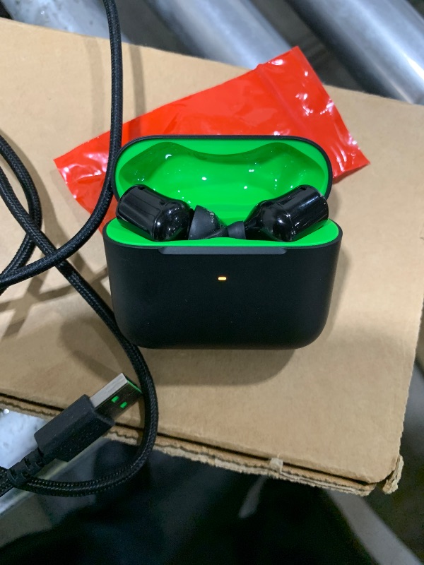Photo 1 of Razer Hammerhead HyperSpeed Wireless Multi-Platform Gaming Earbuds for Xbox Series X|S, Xbox One, PC, Mobile: ANC - Noise Cancelling Mic - Bluetooth 5.2 - RGB Chroma - 30 Hr Battery (Renewed)