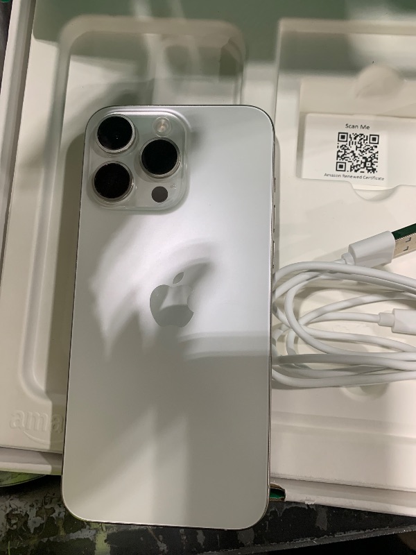 Photo 1 of Apple iPhone 15 Pro Max, 256GB, White Titanium - Unlocked (Renewed Premium)