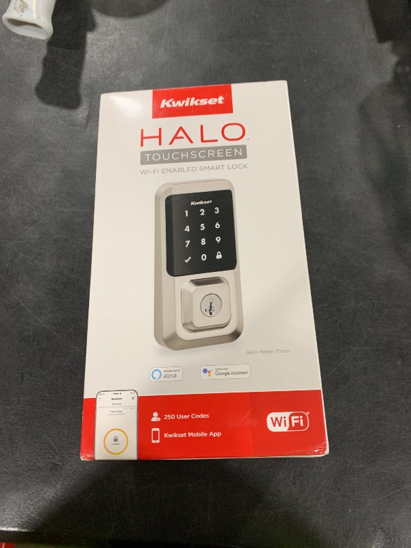 Photo 1 of Kwikset Halo Wi-Fi Smart Lock, Keyless Entry Door Deadbolt, Geofence Auto-Unlock, Grade AAA Certified, No Hub Easy Install, Satin Nickel Lifetime Finish Warranty, Touchscreen