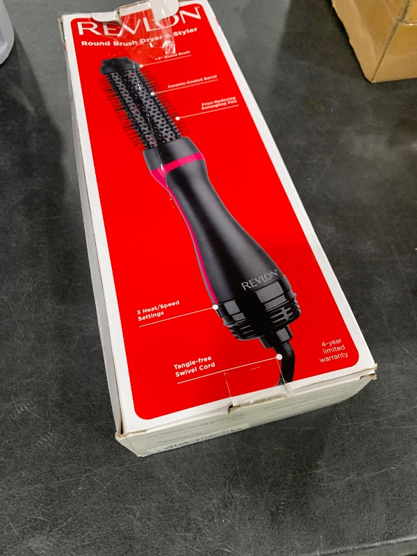 Photo 1 of REVLON One-Step Hair Dryer and Styler - Root Booster Round Brush for Styling, Dryer Brush for Fast and Easy Salon-Quality Blowout, More Shine and Less Frizz (1-1/2 in)