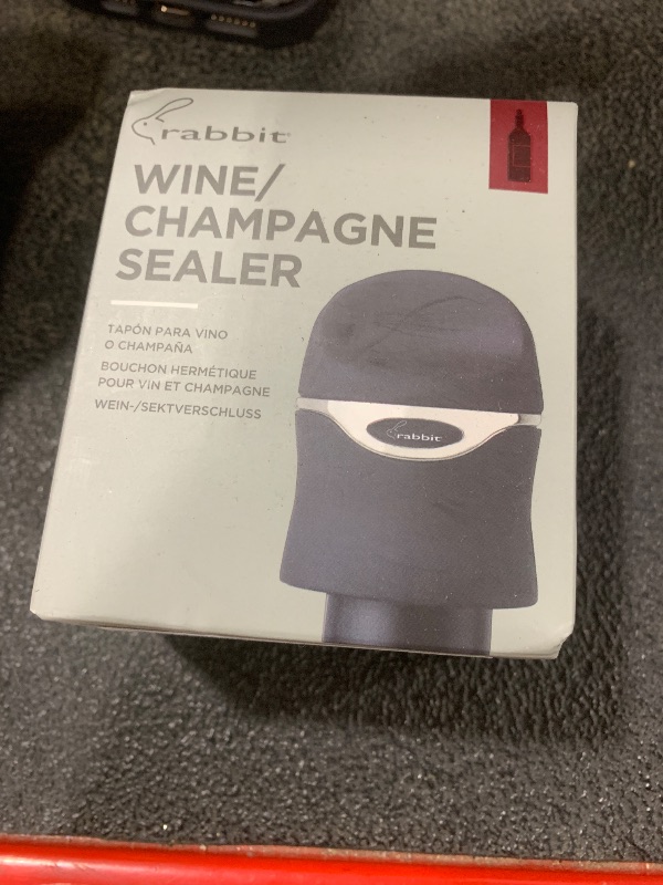 Photo 1 of Rabbit Champagne and Wine Sealer, Airtight Wine and Champagne Stopper, Keeps Bubbles Fresh Longer, Easy to Use, Velvet Black, Essential Bar Tool