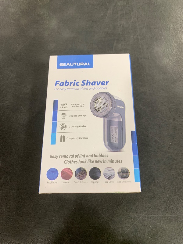 Photo 1 of BEAUTURAL Fabric Shaver and Lint Remover, Sweater Defuzzer with 2-Speeds, 2 Replaceable Stainless Steel Blades, Battery Operated, Remove Clothes Fuzz, Lint Balls, Pills, Bobbles Gray