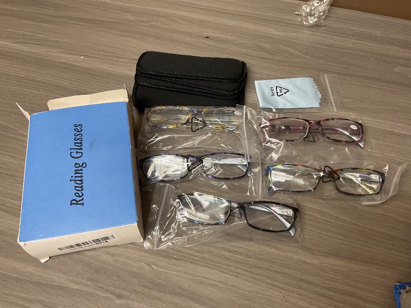 Photo 1 of Kerecsen Reading Glasses 5 Pairs Fashion Ladies Readers Spring Hinge with Pattern Print Eyeglasses for Women (Mix Color -2, 1.75)