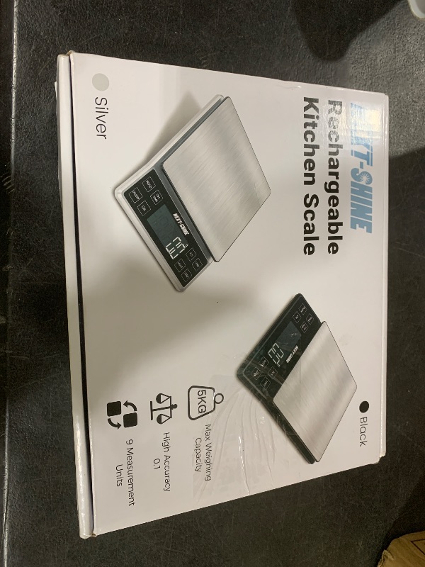 Photo 1 of NEXT-SHINE Kitchen Food Scale - 11lb/5kg, Rechargeable Digital Grams and Ounces 0.1g/0.01oz Precise Graduation, Stainless Steel Platform Backlit LCD Display