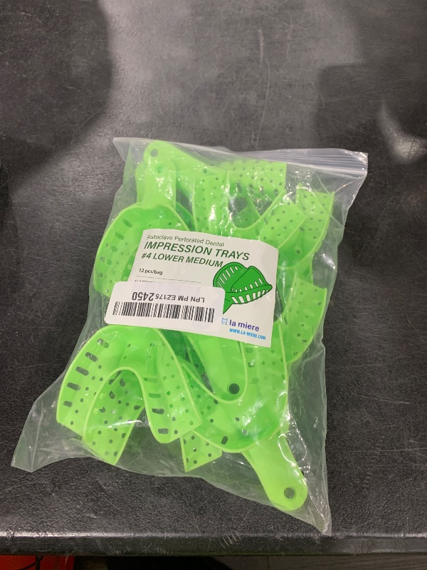 Photo 1 of LA MIERE Dental Impression Trays Medium Lower, Autoclavable Perforated Impression Tray Set (Bag of 12) #4