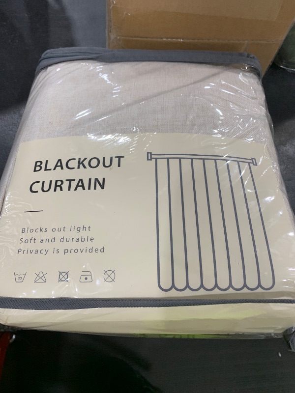 Photo 1 of 100% Blackout Shield Linen Blackout Curtains for Bedroom 84 Inches Long, Back Tab/Rod Pocket Living Room Drapes, Thermal Insulated Blackout Curtains 2 Panels Set, 50" W x 84" L, Cream