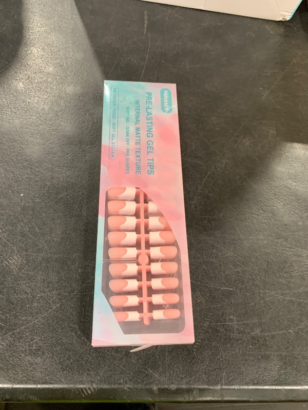 Photo 1 of Misssix French Gel Nail Tips, 240Pcs French Tip Press on Nails Long Square Pink, No Need to File Tips Pre-lasting, Fake Nails for Nail Art DIY 15 Sizes