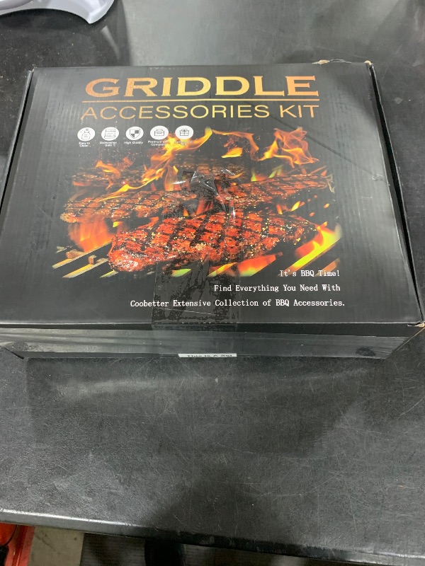 Photo 1 of Griddle Accessories Kit, Terlulu 29 PCS Flat Top Grill Accessories for Blackstone and Camp Chef, Metal Spatula Set with Burger Press, Melting Dome, Scraper, Tongs, Carry Bag for Outdoor Grilling BBQ