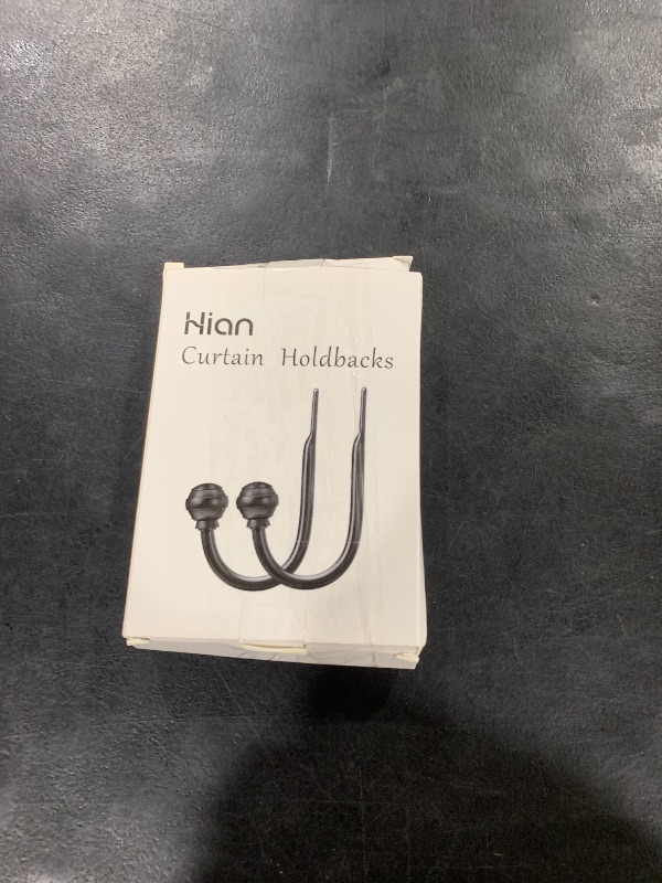 Photo 1 of Hion Curtain Holdbacks Black 2pcs, Curtain Tiebacks Wall Mounted Curtain Hooks Holders for Drapes
