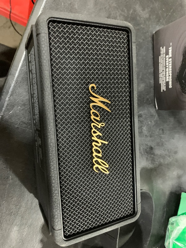 Photo 1 of Marshall Middleton Portable Bluetooth Speaker, Black and Brass