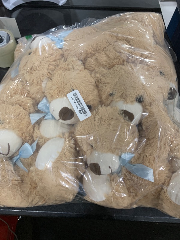 Photo 1 of MorisMos Bulk Teddy Bear for Baby Shower,10-Pack Teddy Bear Stuffed Animals Bulk,14 in Teddy with Baby Blue Bow,Soft Stuffed Animal Wholesale for Birthday Christmas Valentine's,Brown