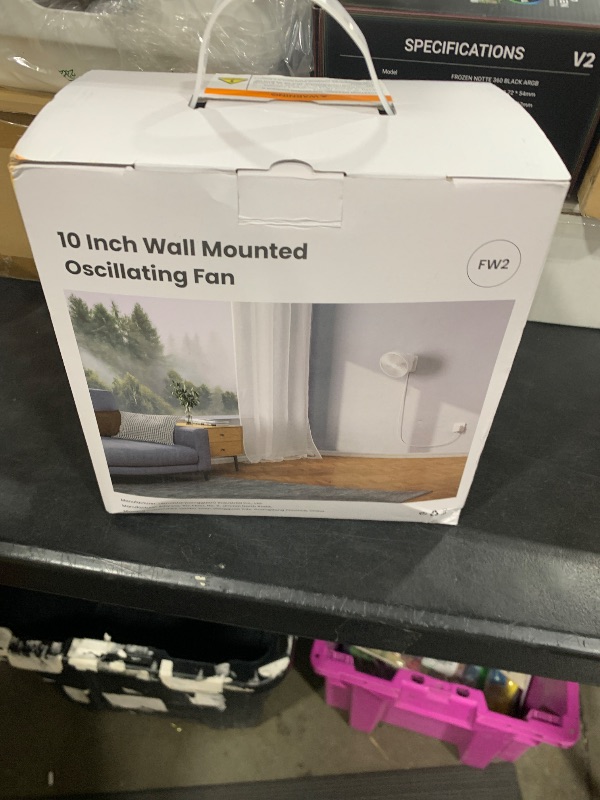 Photo 1 of 10 Inch Oscillating Wall Mount Small Fan with Remote Control and Timer, 4 Speeds, Included Adapter, 60°Adjustable Tilt, High Velocity, 1.8m Cord, Quiet, for RV Bedroom Kitchen Gym, Garage
