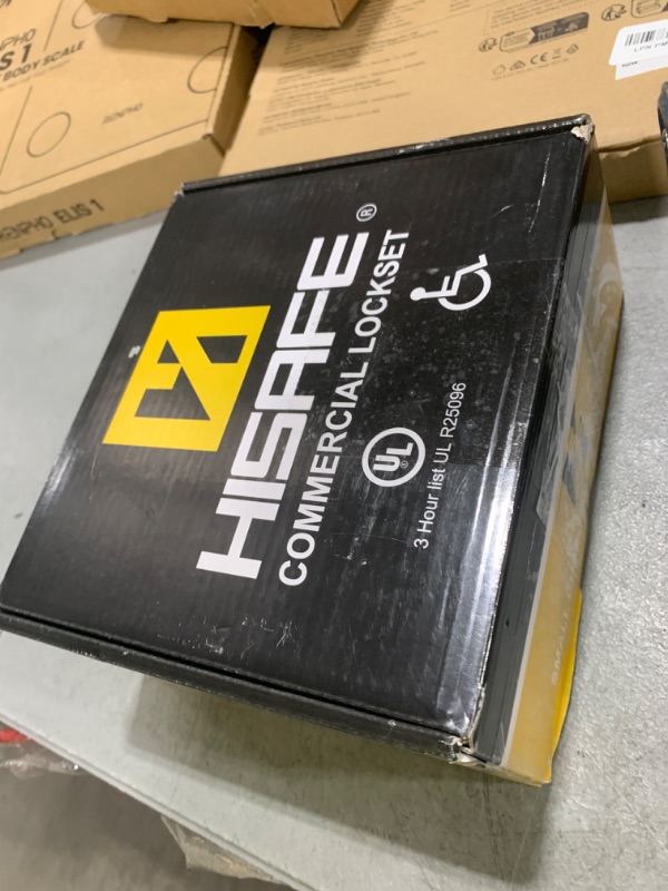 Photo 1 of HISAFE Keyed Entry Grade 2 Commercial Door Locks Heavy Duty Office Door Lever, Non-Handed, UL 3 Hour Fire Rated, ADA Compliant, Satin Chrome Finish 26D, 2-3/4''Backset X-XG-ET-70