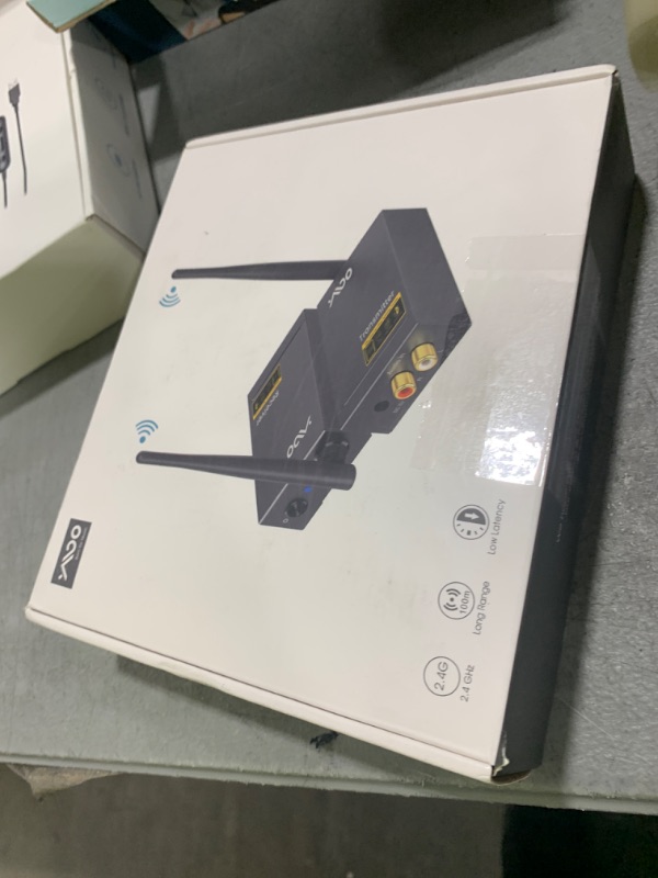 Photo 1 of YMOO 2.4Ghz Wireless Audio Transmitter Receiver,192kHz/24bit HiFi Audio,20ms Ultra Low Latency,320ft Long Range RCA Jack Adapter for Speaker/soundbar to TV/PC/CD Player/Computer/Projector
