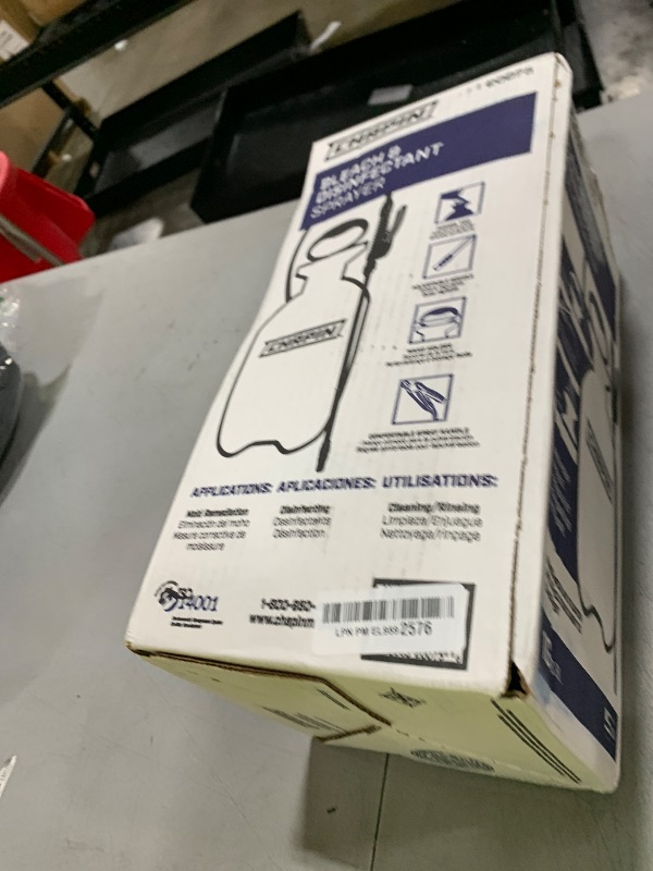 Photo 1 of Chapin 20075 Disinfectant Bleach Sprayer, 1 Gallon, Made in The USA, Adjustable Cone Nozzle, Compatible with Bleach Solutions and Fungicides, Translucent White