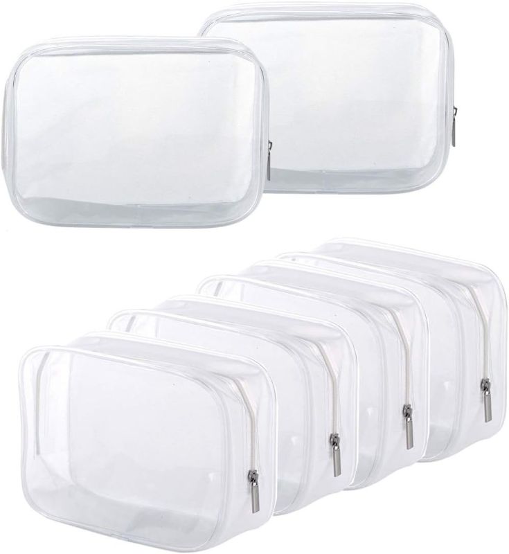 Photo 1 of SEE NOTES............Sanwuta 6 Pcs Clear Hard Zipper Case Plastic Zipper Pouches Makeup Bag Transparent Cases for Snacks Plastic Storage Organizer Portable Box for Travel