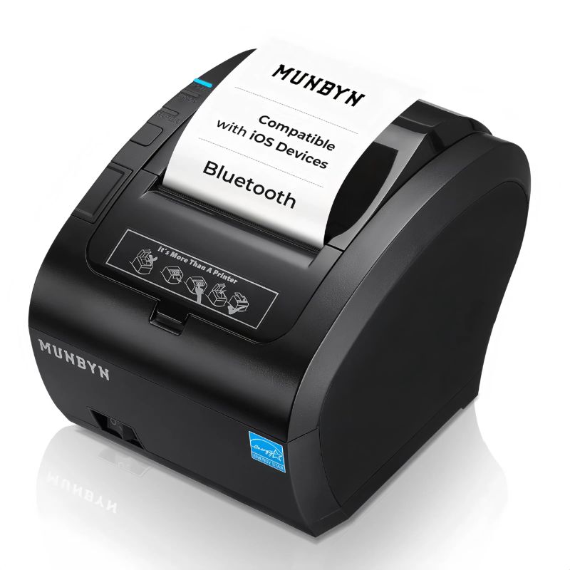 Photo 1 of MUNBYN Bluetooth Thermal Receipt Printer P047, 80mm POS Printer, Thermal Printer with USB Serial Ethernet, Bluetooth, Support Android Windows PC iOS(Do Not Support Paypal Doordash Grubhub Vagaro)