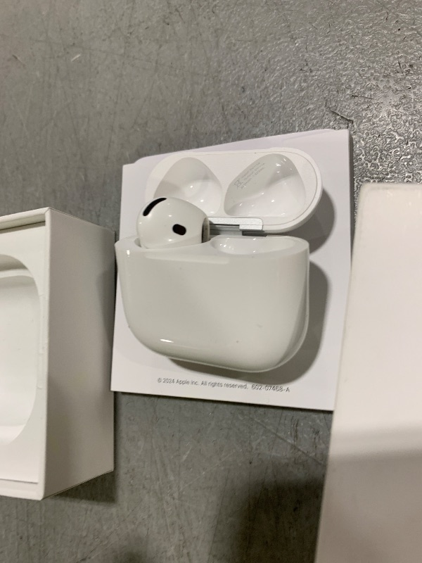 Photo 1 of One Missing - Apple AirPods 4 Wireless Earbuds, Bluetooth Headphones, Personalized Spatial Audio, Sweat and Water Resistant, USB-C Charging Case, H2 Chip, Up to 30 Hours of Battery Life, Effortless Setup for iPhone