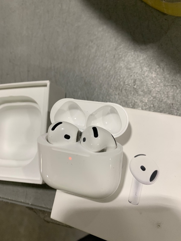 Photo 1 of Apple AirPods 4 Wireless Earbuds, Bluetooth Headphones, Personalized Spatial Audio, Sweat and Water Resistant, USB-C Charging Case, H2 Chip, Up to 30 Hours of Battery Life, Effortless Setup for iPhone