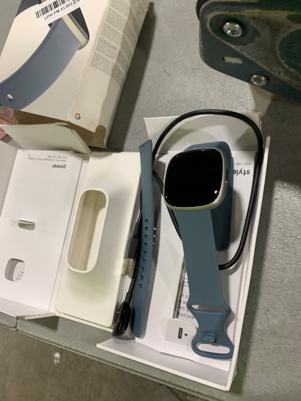 Photo 1 of Fitbit Versa 4 Fitness Smartwatch with Daily Readiness, GPS, 24/7 Heart Rate, 40+ Exercise Modes, Sleep Tracking and more, Waterfall Blue/Platinum, One Size (S & L Bands Included)