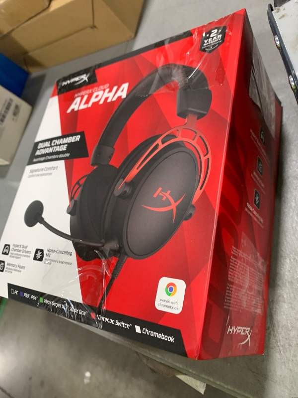 Photo 1 of HyperX Cloud Alpha - Gaming Headset, Dual Chamber Drivers, Legendary Comfort, Aluminum Frame, Detachable Microphone, Works on PC, PS4, PS5, Xbox One/ Series X|S, Nintendo Switch and Mobile – Red