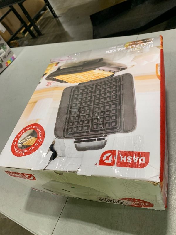 Photo 1 of DASH No-Drip Waffle Maker - Four Waffle Molds, Nonstick Waffle Iron with Quick Heat-Up, Nonstick Surface - Perfect Waffle Maker for Kids and Families, Just Add Batter