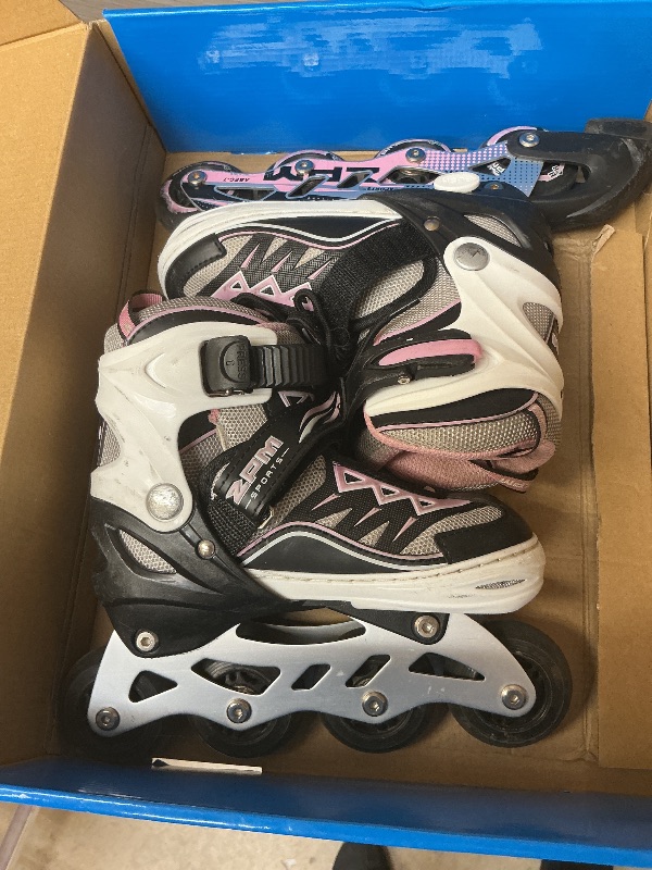 Photo 1 of 2PM SPORTS Cytia Pink Girls Adjustable Illuminating Inline Skates with Light up Wheels, Fun Flashing Beginner Roller Skates for Kids - Pink Small