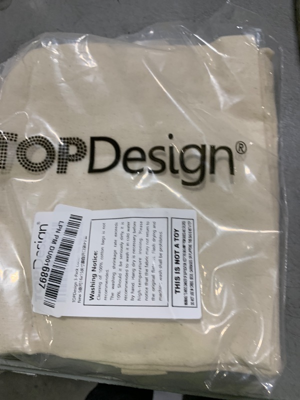 Photo 1 of TOPDesign 3 | 6 | 12 | 24 | 48 | 192 Pack Economical Cotton Tote Bags, Lightweight Medium Reusable Grocery Shopping Cloth Bags, Suitable for DIY, Advertising, Promotion, Gift, Activity (3-Pack)