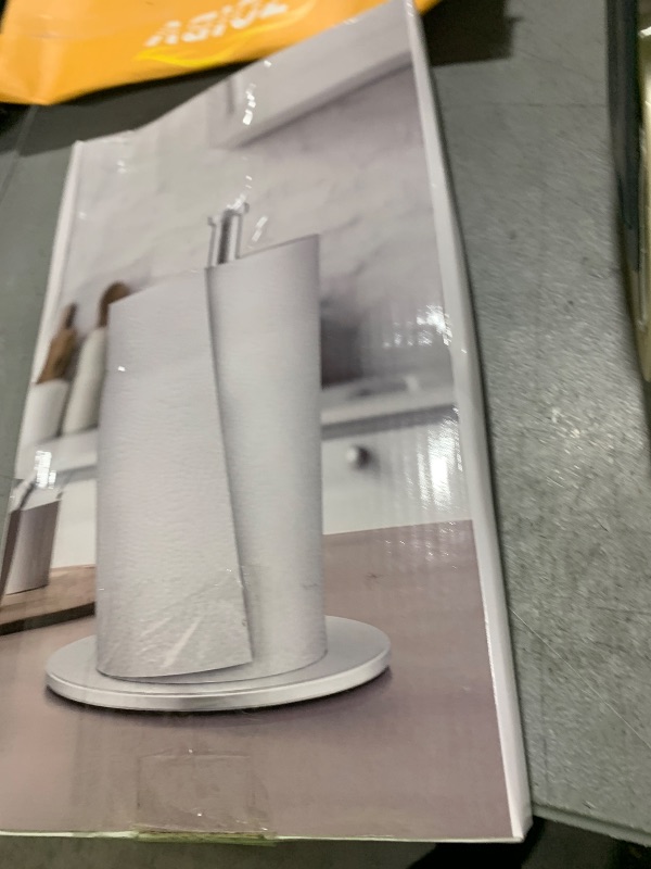 Photo 1 of Stainless Steel Paper Towel Holder, Kitchen Towel Holder, Paper Towel Holder Brushed Nickel, Steady Paper Towel Holder Countertop with Solid Weighted Stainless Steel Base, Paper Towel Roll Holder