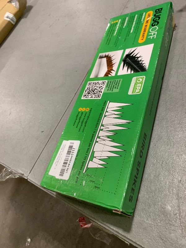 Photo 1 of BUGGOFF - Bird & Rodent Spikes, Unique Spike Pattern effecitviely deteres Pesky Pigeons, Squirrels, Raccoons. Installs on Fences, Gates, Roofs, Walls and More! (15 Feet, White Plastic)
