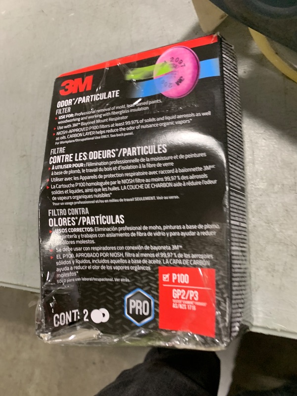 Photo 1 of 3M Performance P100 Particulate + Odor Filters, 2 pairs, NIOSH-APPROVED P100, 99.97% Filtration Efficiency Against Solids & Liquid Aerosols, For Use With 3M 6000, 6500 & 7500 Series (2097P2-DC)