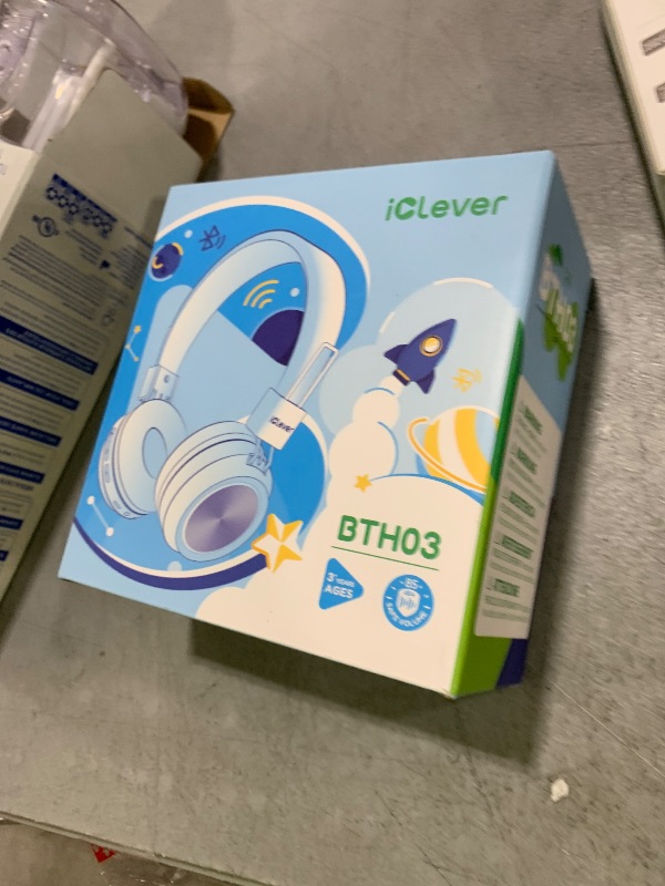 Photo 1 of iClever BTH03 Kids Bluetooth Headphones, Colorful LED Lights, 35H Playtime, Bluetooth 5.4, Type C Fast Charging, Safe Volume, Stereo Sound Mic, On Ear Kids Wireless Headphones for iPad Airplane, Blue