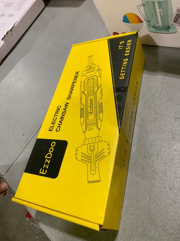 Photo 1 of EzzDoo Electric Chainsaw Sharpener Kit with TITANIUM-COATED Diamond Bits - High-Speed Chain saw Sharpener Tool and 6 High Hardness Sharpening Wheels For All Chainsaw Chains.