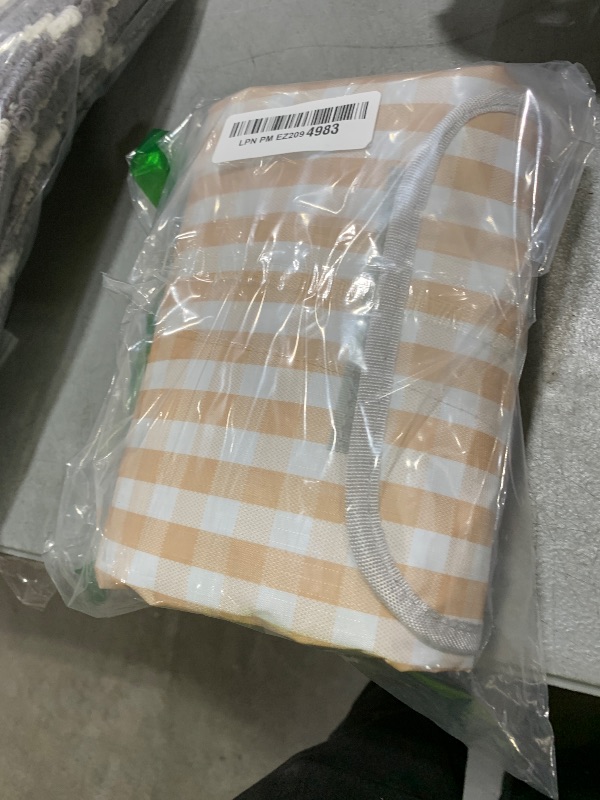 Photo 1 of Beyond Thursday Cute Gingham Picnic Blanket, Waterproof Foldable, in Large 80x60in and Extra Large 80x80in, Portable Compact Beach Blanket, Oversized XL Outdoor Mat (Tan, X-Large)