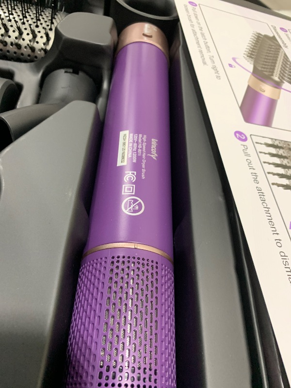 Photo 1 of Vincofy 7-in-1 Hair Dryer Brush and Hair Styler Set – Fast Drying, Curling, Straightening & Volumizing – Hot Air Styling Tool with No Heat Damage – for All Hair Types – Lavender