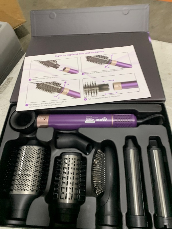 Photo 1 of Vincofy 7-in-1 Hair Dryer Brush and Hair Styler Set – Fast Drying, Curling, Straightening & Volumizing – Hot Air Styling Tool with No Heat Damage – for All Hair Types – Lavender